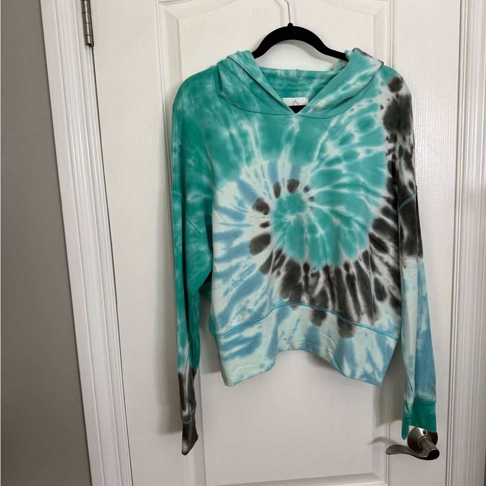 Aerie Tie-Dye Hoodie - Teal and Black